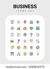Business icons collection, vector illustration