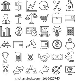 Colección de iconos de negocio. Iconos lineales vectoriales para negocios, marketing, gestión, finanzas, estrategia, etc.