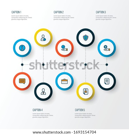 Business icons colored line set with candidate, choice, information check elements. Isolated vector illustration business icons.