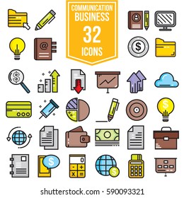 Business icons colour theme set, flat style EPS10