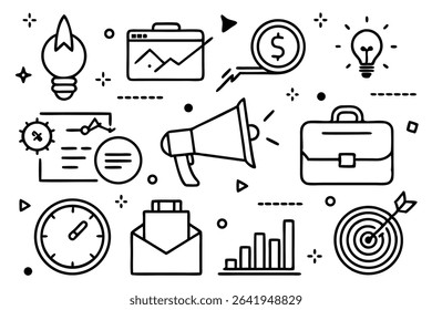 Business icons and concepts vector set perfect for startup branding and marketing materials