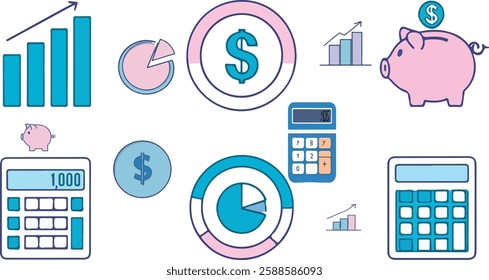 business icons for create 2D posters or banner 