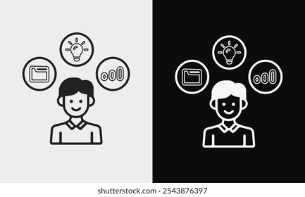 Business Icons Editable Stroke,Design Sprint Development Process Phases icons
Abstract Illustration of Connected Ideas and Inspiration On Black and White Background. Concept Illustrating .