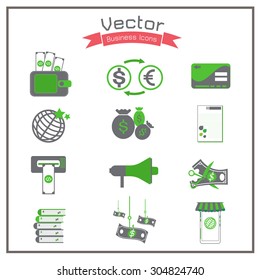 business  icons flat corruption record exchange transfer gray Green