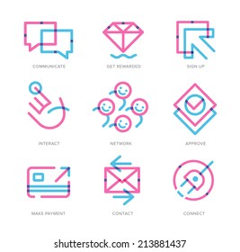 Business icons in flat design style of user experience and communication for web, print and mobile use