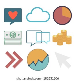 business icons, flat design, vector illustration