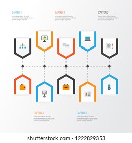 Business icons flat style set with authentication, whiteboard, agreement and other chatting elements. Isolated vector illustration business icons.