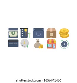 Business icons in a flat style. Vector graphics.