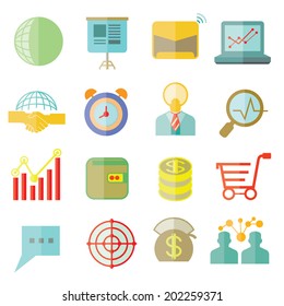 business icons, flat theme