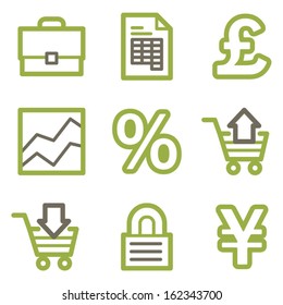 Business icons, green line contour series