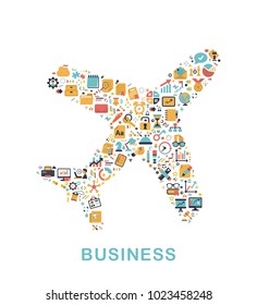 Business icons are grouped in Airplane