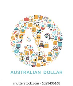 Business icons are grouped in Australian Dollar