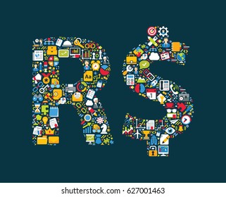 Business icons are grouped in "Brazil Real" form