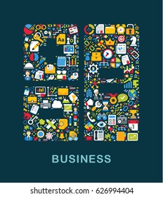 Business icons are grouped in "Calculator" form