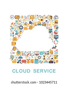 Business icons are grouped in Cloud