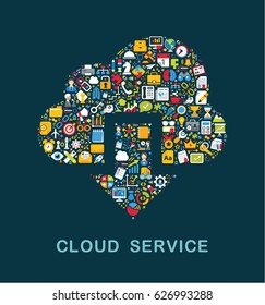 Business icons are grouped in "Cloud Download" form