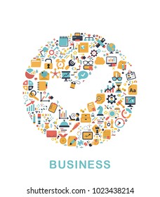 Business icons are grouped in Complete tick