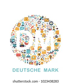 Business icons are grouped in Deutsche Mark