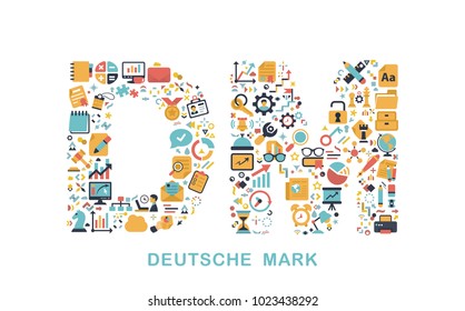 Business icons are grouped in Deutsche Mark