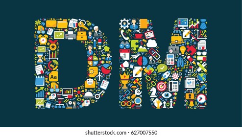 Business icons are grouped in "Deutsche Mark" form