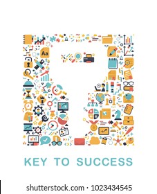 Business icons are grouped in Key