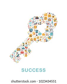 Business icons are grouped in Key