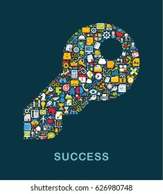 Business icons are grouped in "Key" form