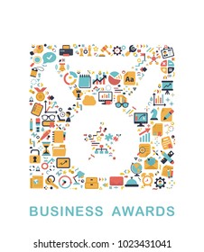 Business icons are grouped in Medal with star