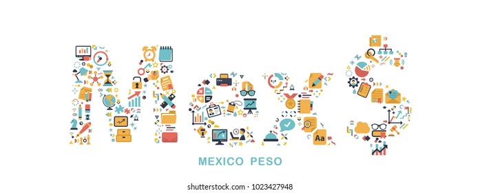 Business icons are grouped in Mexico Peso