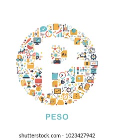 Business icons are grouped in Peso