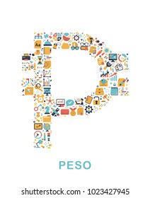 Business icons are grouped in Peso