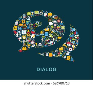 Business icons are grouped in "Question Bubble" form