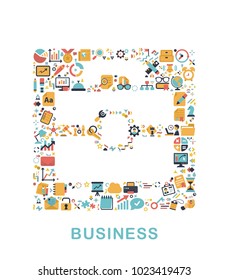 Business icons are grouped in Suitcase