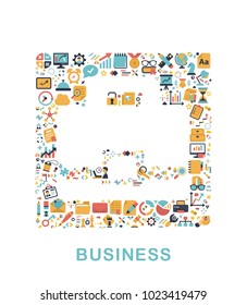Business icons are grouped in Suitcase