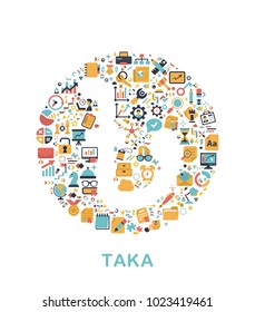 Business icons are grouped in Taka