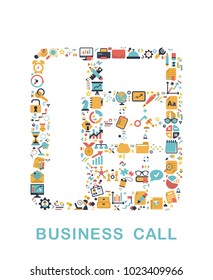 Business icons are grouped in Telephone