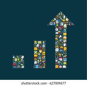Business icons are grouped in "Trend Graph" form
