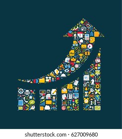 Business icons are grouped in "Trend Graph" form