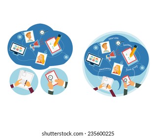 Business icons / guide interview / writing  questionnaires 