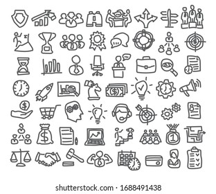 Business Icons in hand drawn style on white background