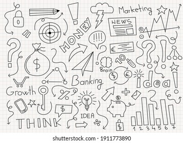 Business Icons Hand Drawn Vector Illustration