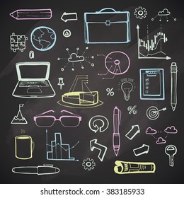 Business icons hand-drawn set.