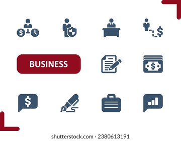 Business Icons. Investment, Investing, Businessman, Investor, Job, Career, Contract, Money Icon. Professional, pixel perfect vector icon set.