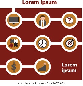 Business icons labyrinth on the red background
