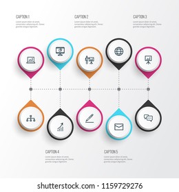 Business icons line style set with increasing, earth, hierarchy and other mail elements. Isolated vector illustration business icons.