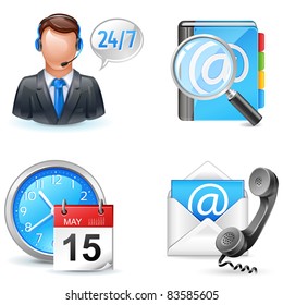 business icons - live chart, address book, contact us, appointment