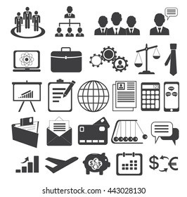 Business icons. Management and human resources set on white background. Vector illustration
