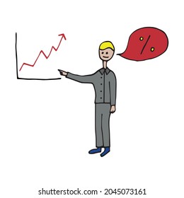 Business icons. Meeting of business people, negotiations on a business project. Isolated vector illustration. Doodles