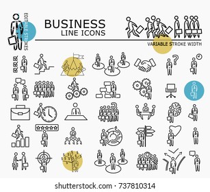 Business icons with minimal node and editable stroke width