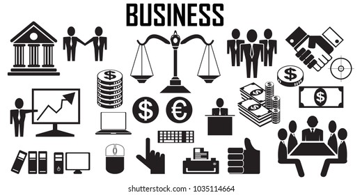 Business icons mono vector symbol